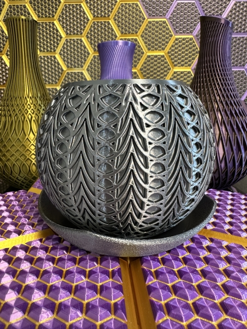 3D Pflanzenkübel Moderner Designer-Pflanzentopf, Farbe: Titan Grau