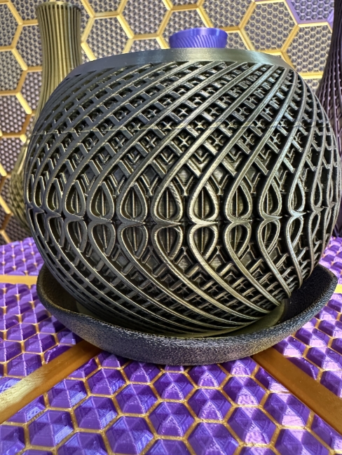 3D Pflanzenkübel Moderner Designer-Pflanzentopf, Farbe: Gold-Schwarz