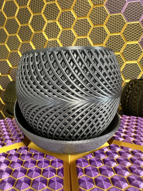 3D Blumentopf Moderner Designer-Pflanzentopf, Farbe: Titan Grau