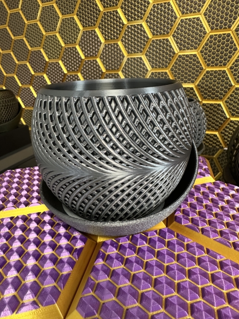 3D Blumentopf Moderner Designer-Pflanzentopf, Farbe: Titan Grau
