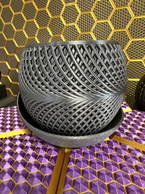 3D Blumentopf Moderner Designer-Pflanzentopf, Farbe: Titan Grau