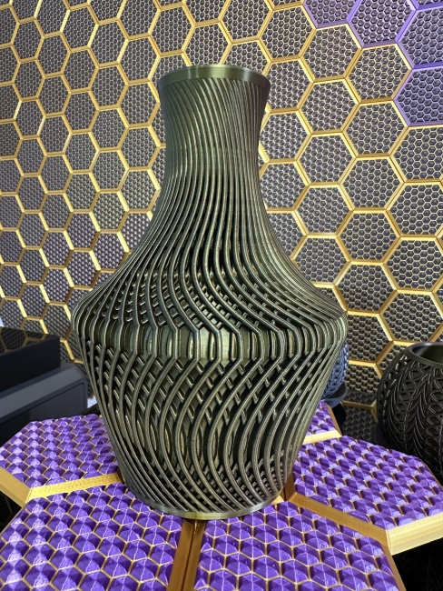 Big Vase, 3D Deko & Design, Seide Gold-Lila-Schwarz