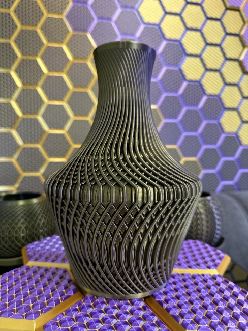 Big Vase, 3D Deko & Design, Seide Gold-Lila-Schwarz