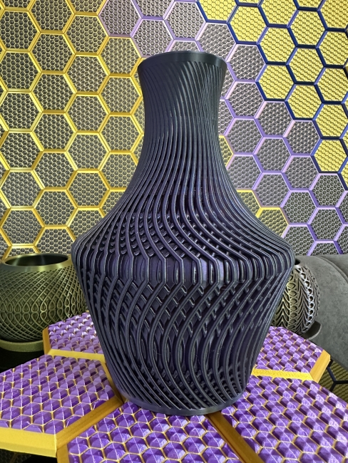 Big Vase, 3D Deko & Design, Seide Gold-Lila-Schwarz