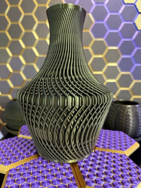 Big Vase, 3D Deko & Design, Seide Gold-Lila-Schwarz