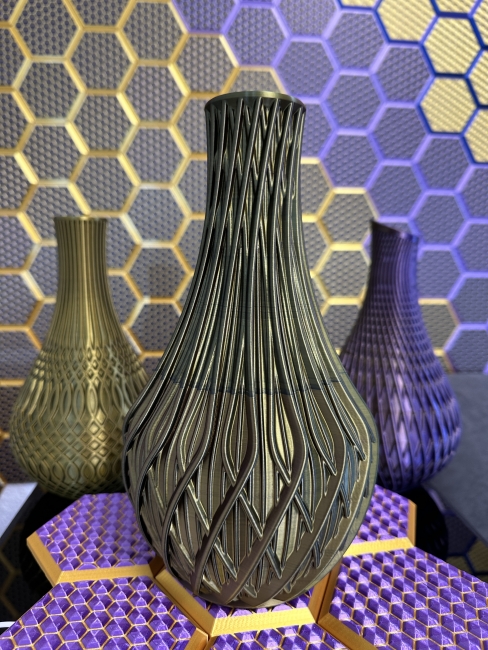 Vase, 3D Deko & Design, Farbe: Gold-Lila-Schwarz