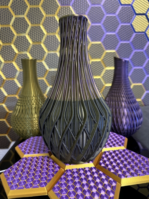 Vase, 3D Deko & Design, Farbe: Gold-Lila-Schwarz