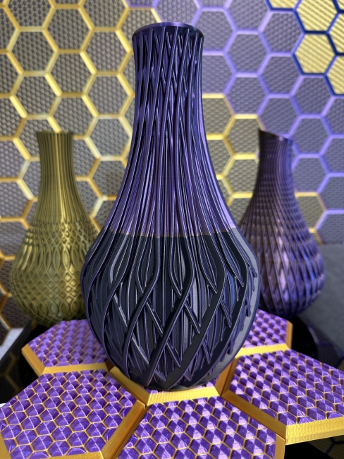 Vase, 3D Deko & Design, Farbe: Gold-Lila-Schwarz