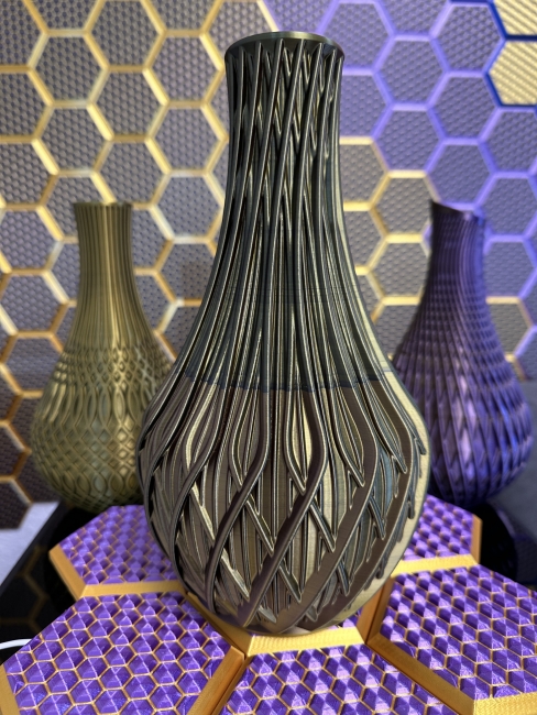 Vase, 3D Deko & Design, Farbe: Gold-Lila-Schwarz