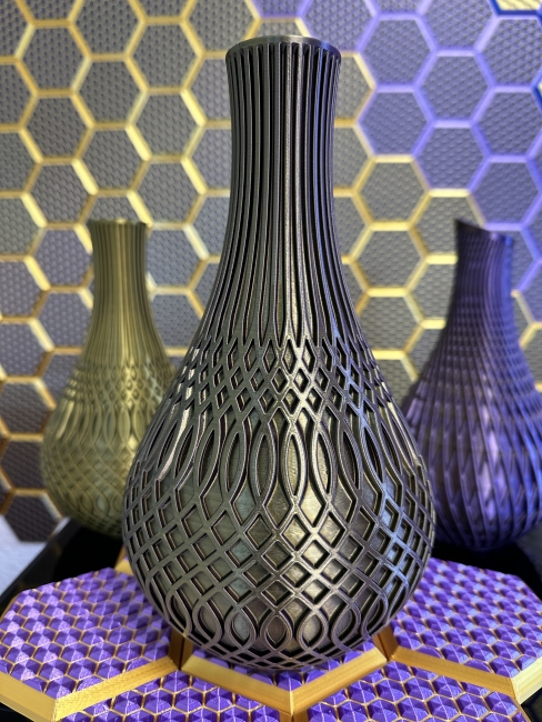 Vase, 3D Deko & Design, Farbe: Gold-Lila-Schwarz