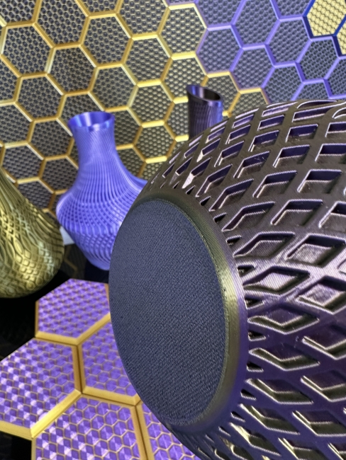 Vase, 3D Deko & Design, Farbe: Gold-Lila-Schwarz