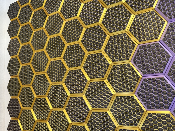 3D Wandpaneele Mosaik | Farben: Seiden Gold & Lila + Gold + Schwarz