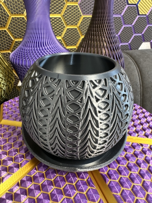3D Pflanzenkübel Moderner Designer-Pflanzentopf, Farbe: Titan Grau