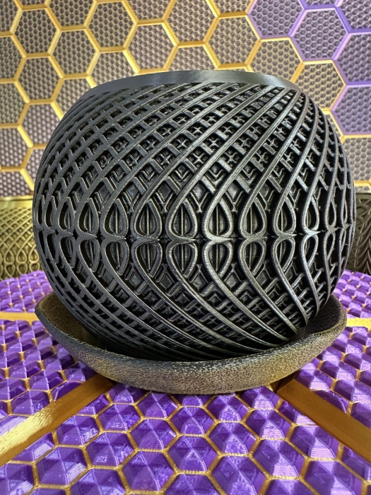 3D Pflanzenkübel Moderner Designer-Pflanzentopf, Farbe: Gold-Lila-Schwarz