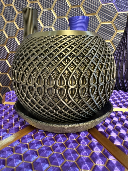 3D Pflanzenkübel Moderner Designer-Pflanzentopf, Farbe: Gold-Schwarz