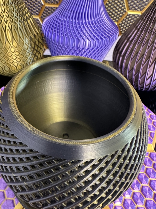 3D Pflanzenkübel Moderner Designer-Pflanzentopf, Farbe: Gold-Schwarz