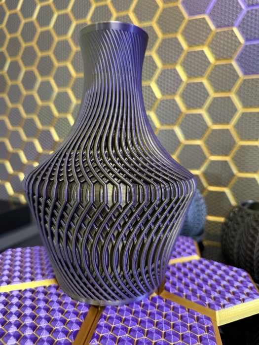 Big Vase, 3D Deko & Design, Seide Gold-Lila-Schwarz