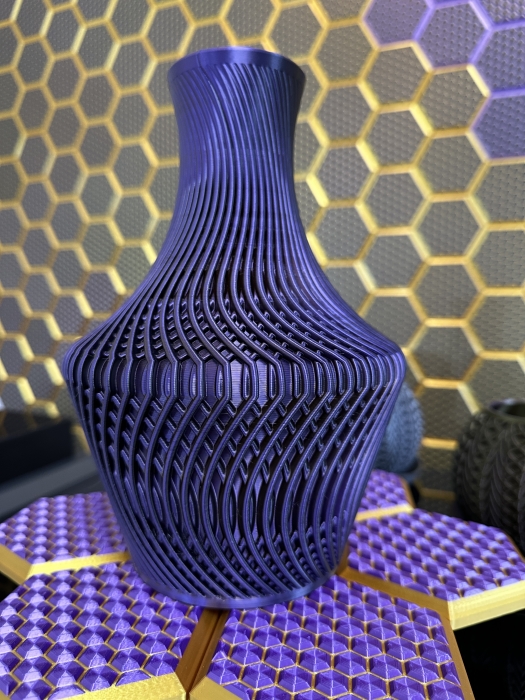 Big Vase, 3D Deko & Design, Seide Gold-Lila-Schwarz
