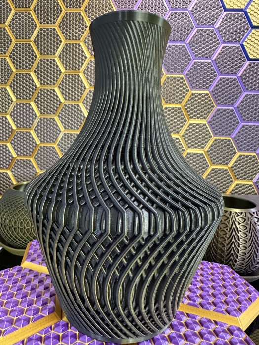 Big Vase, 3D Deko & Design, Seide Gold-Lila-Schwarz