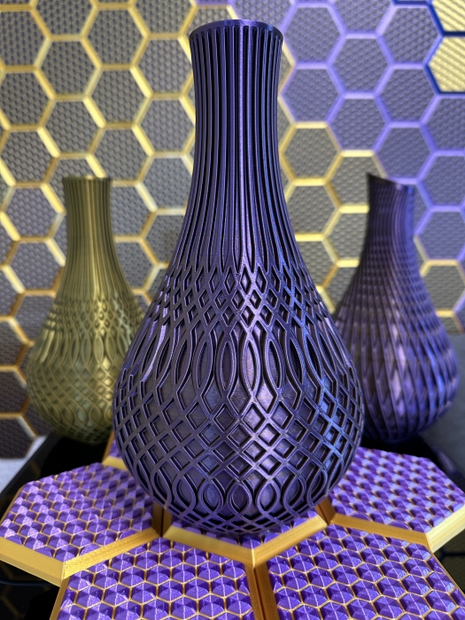 Vase, 3D Deko & Design, Farbe: Gold-Lila-Schwarz
