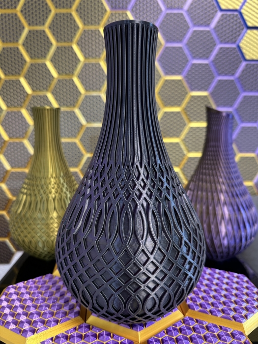 Vase, 3D Deko & Design, Farbe: Gold-Lila-Schwarz