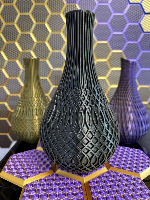 Vase, 3D Deko & Design, Farbe: Gold-Lila-Schwarz