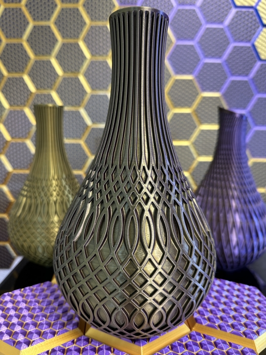 Vase, 3D Deko & Design, Farbe: Gold-Lila-Schwarz