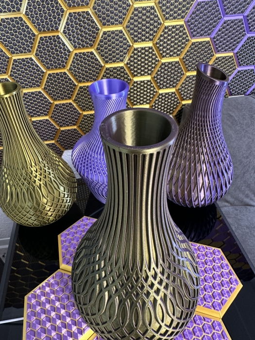 Vase, 3D Deko & Design, Farbe: Gold-Lila-Schwarz