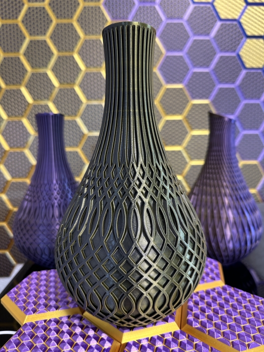Vase, 3D Deko & Design, Farbe: Gold-Schwarz
